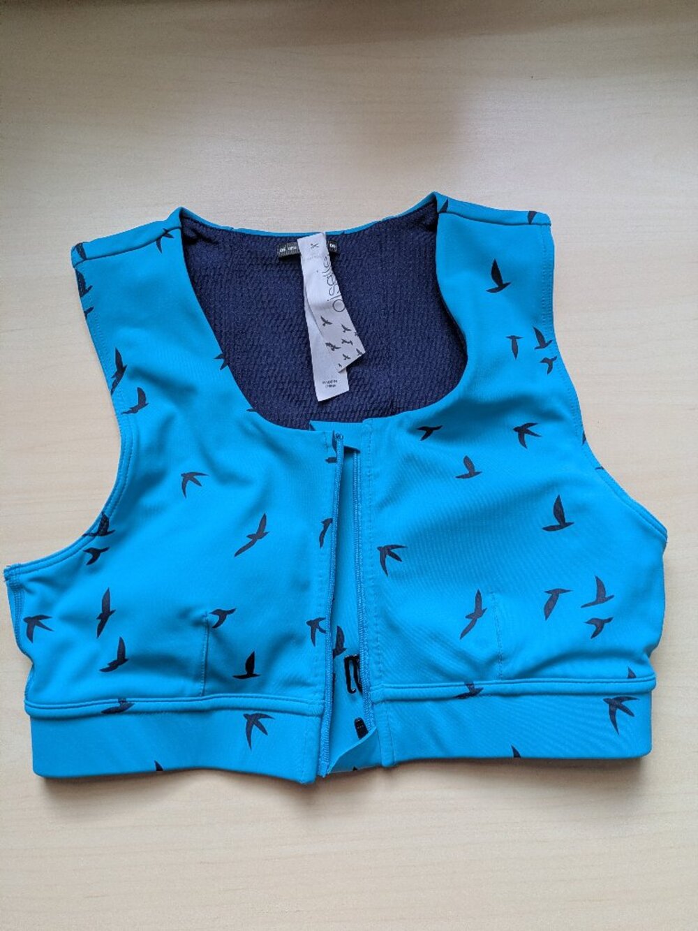 Oiselle Pockito Power 2.0 Zip Front Sports Bra Blue NWOT Women's Size 6 - Picture 9 of 9
